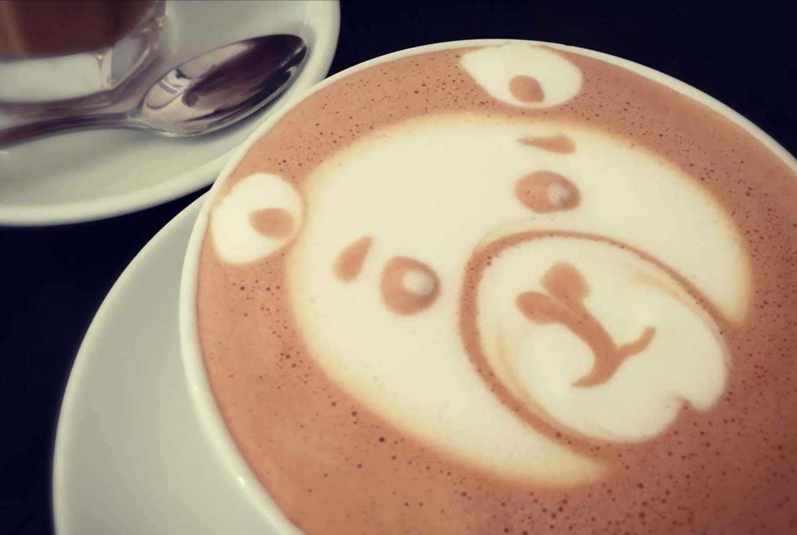 Latte Art, bear, best coffee Ullapool highlands scotland