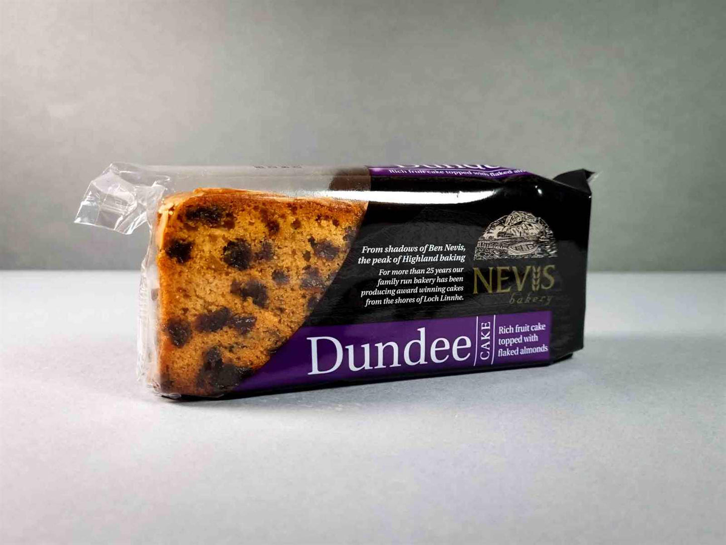 Nevis Bakery Dundee cake, rich fruit cake topped with laked almonds